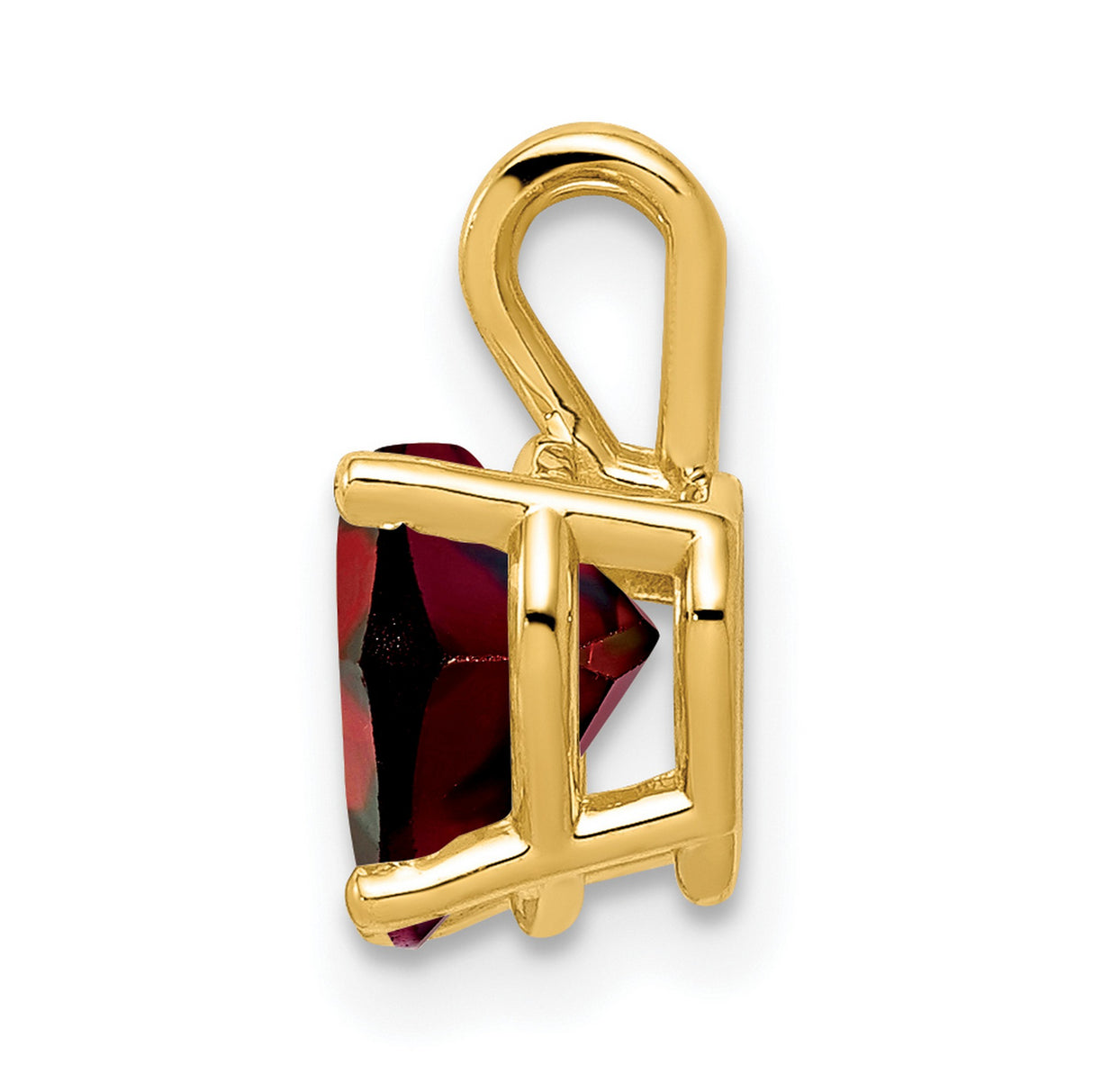 7mm Heart Garnet Charm Pendant in Real 14k Yellow Gold