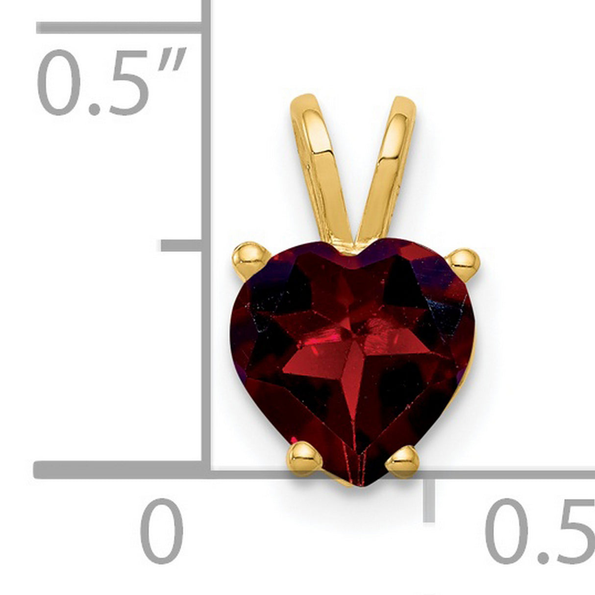 7mm Heart Garnet Charm Pendant in Real 14k Yellow Gold