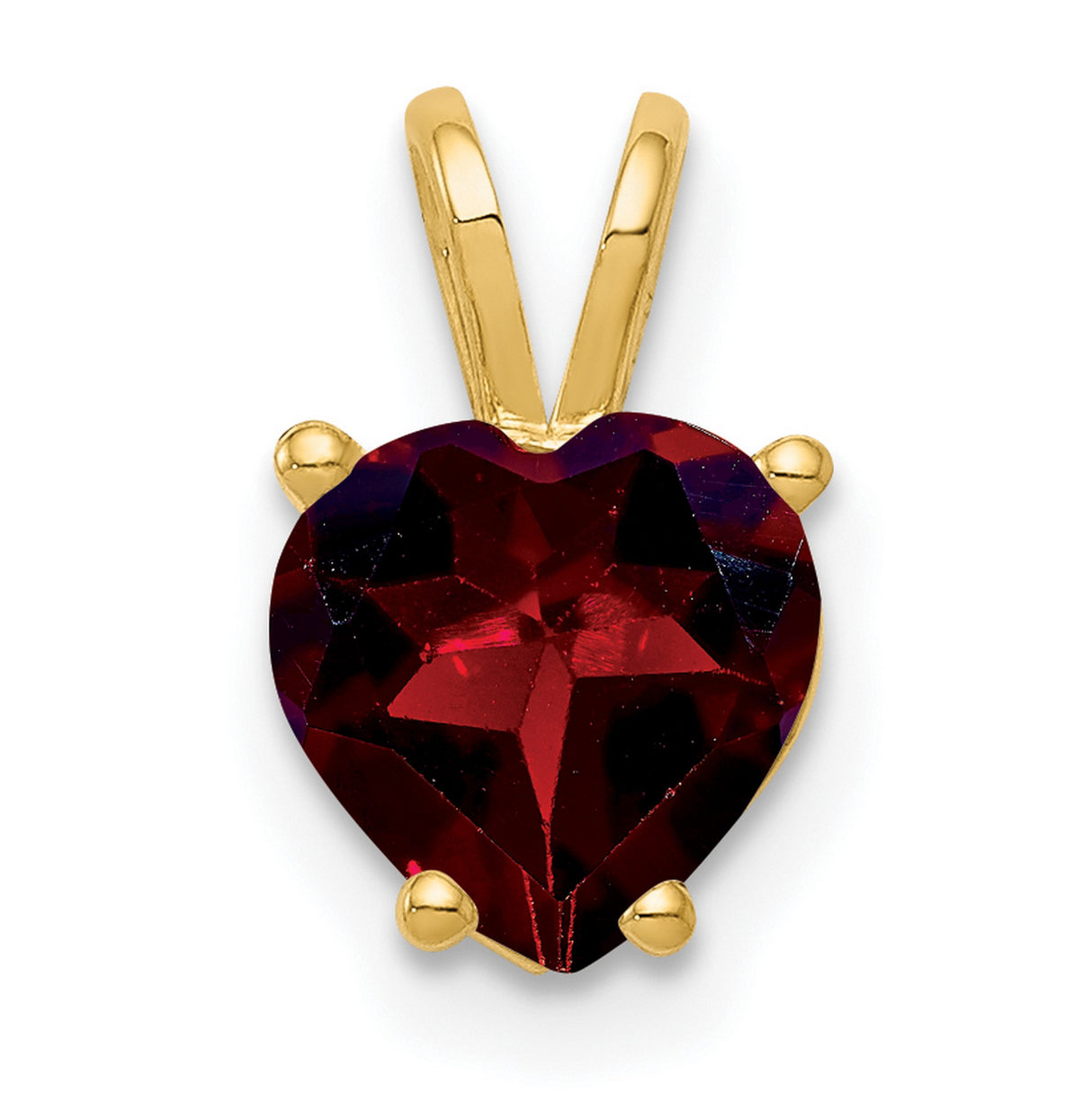 7mm Heart Garnet Charm Pendant in Real 14k Yellow Gold