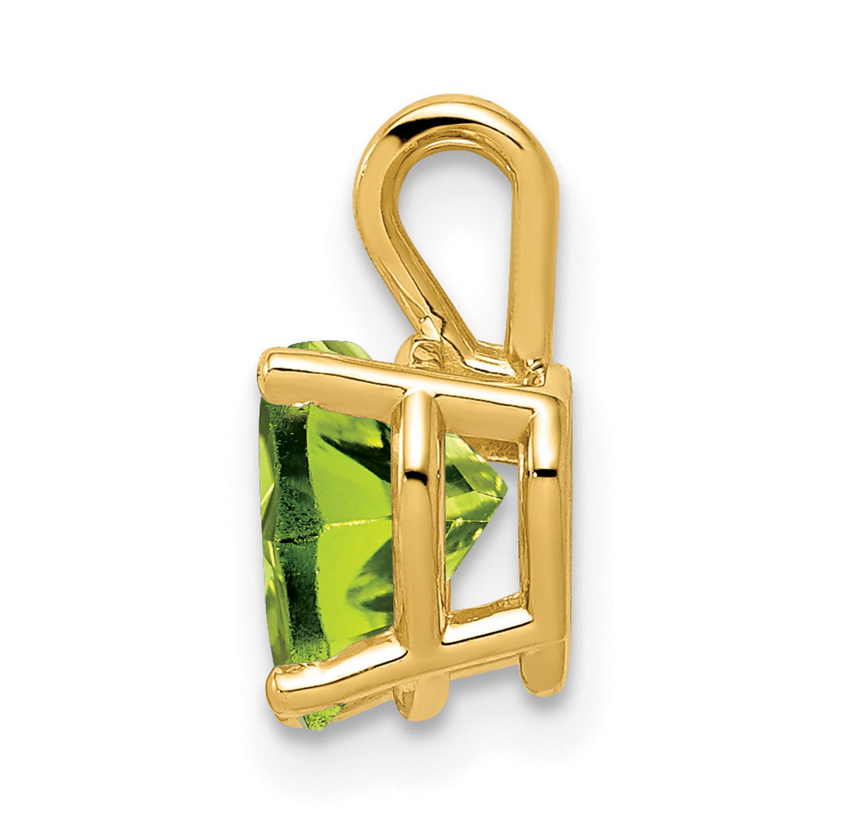 7mm Heart Peridot Charm Pendant in Real 14k Yellow Gold