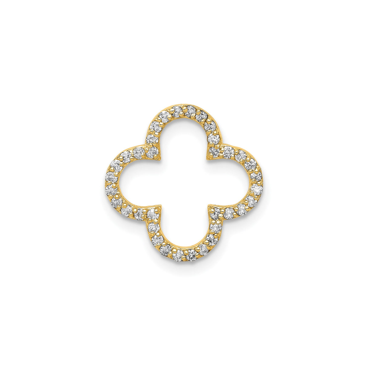 14k Yellow Gold Clover Pendant with Diamond Accents, Quatrefoil Design for Women