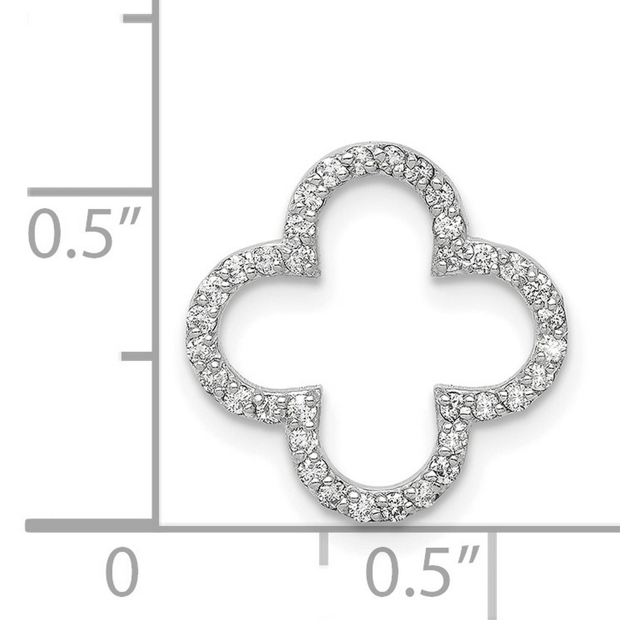 Small Diamond Quatrefoil Design Charm Pendant in Real 14k White Gold