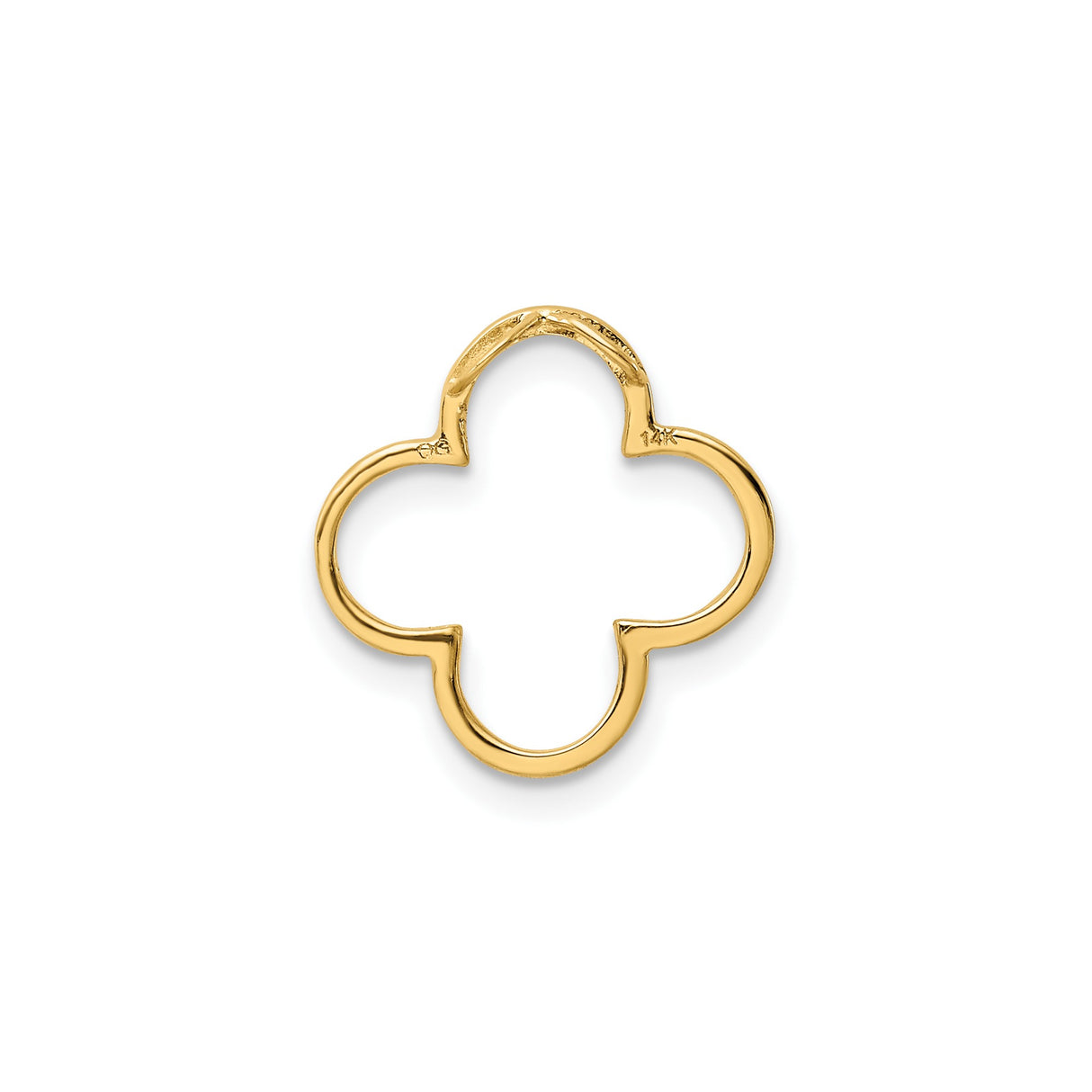 14k Yellow Gold Quatrefoil Pendant, Polished Modern Moorish Gothic Charm for Women