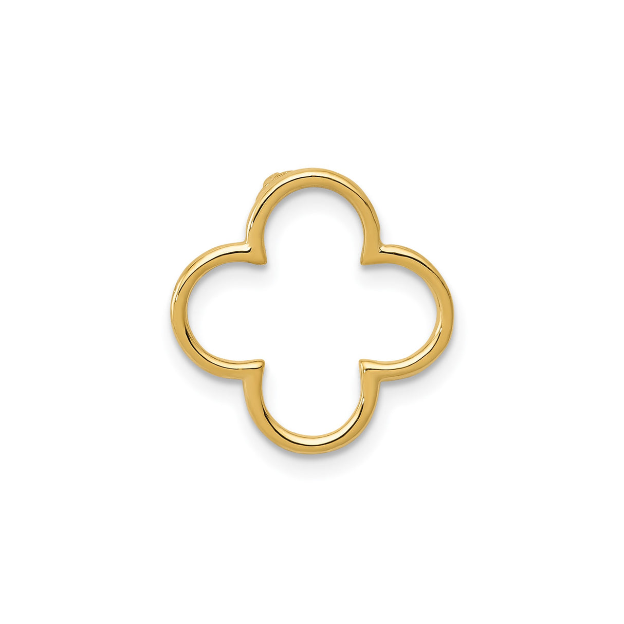 14k Yellow Gold Quatrefoil Pendant, Polished Modern Moorish Gothic Charm for Women