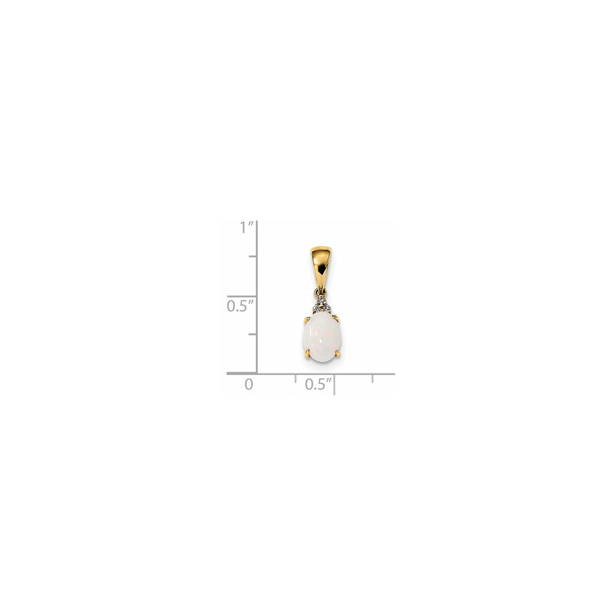 14k Yellow Gold Pendant with Oval Cabochon Opal and Diamond Accents, October Birthstone Jewelry