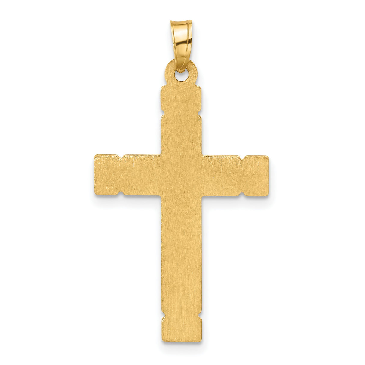 14k Yellow Gold Cross Pendant with Diamond Accent, Textured Religious Christian Charm for Men or Unisex