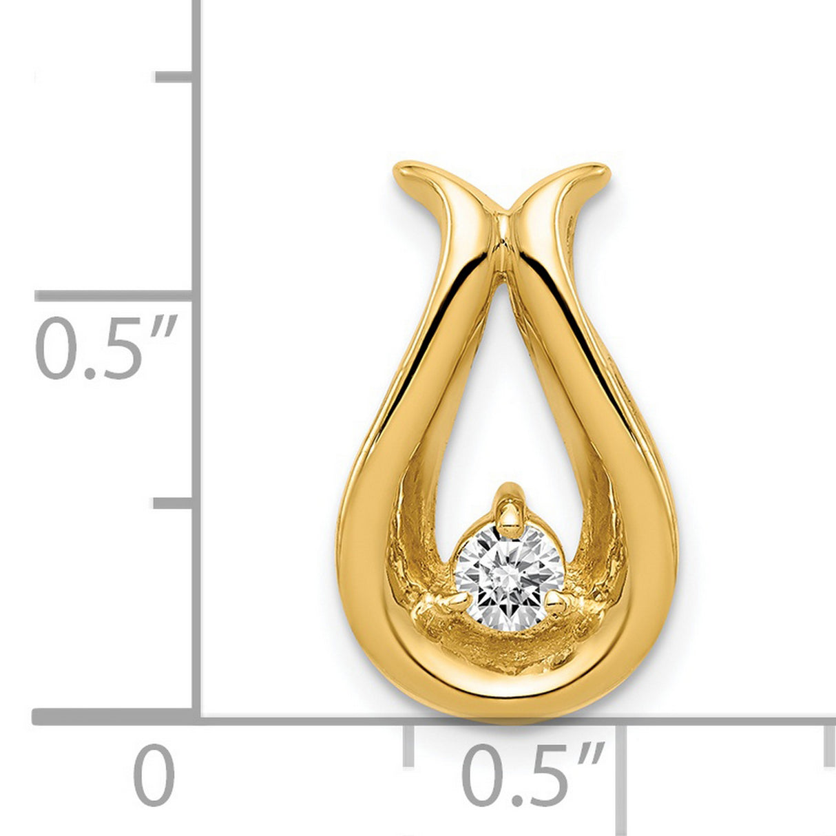 3.4mm AAA Diamond Teardrop Shape Chain Slide Charm Pendant in Real 14k Yellow Gold