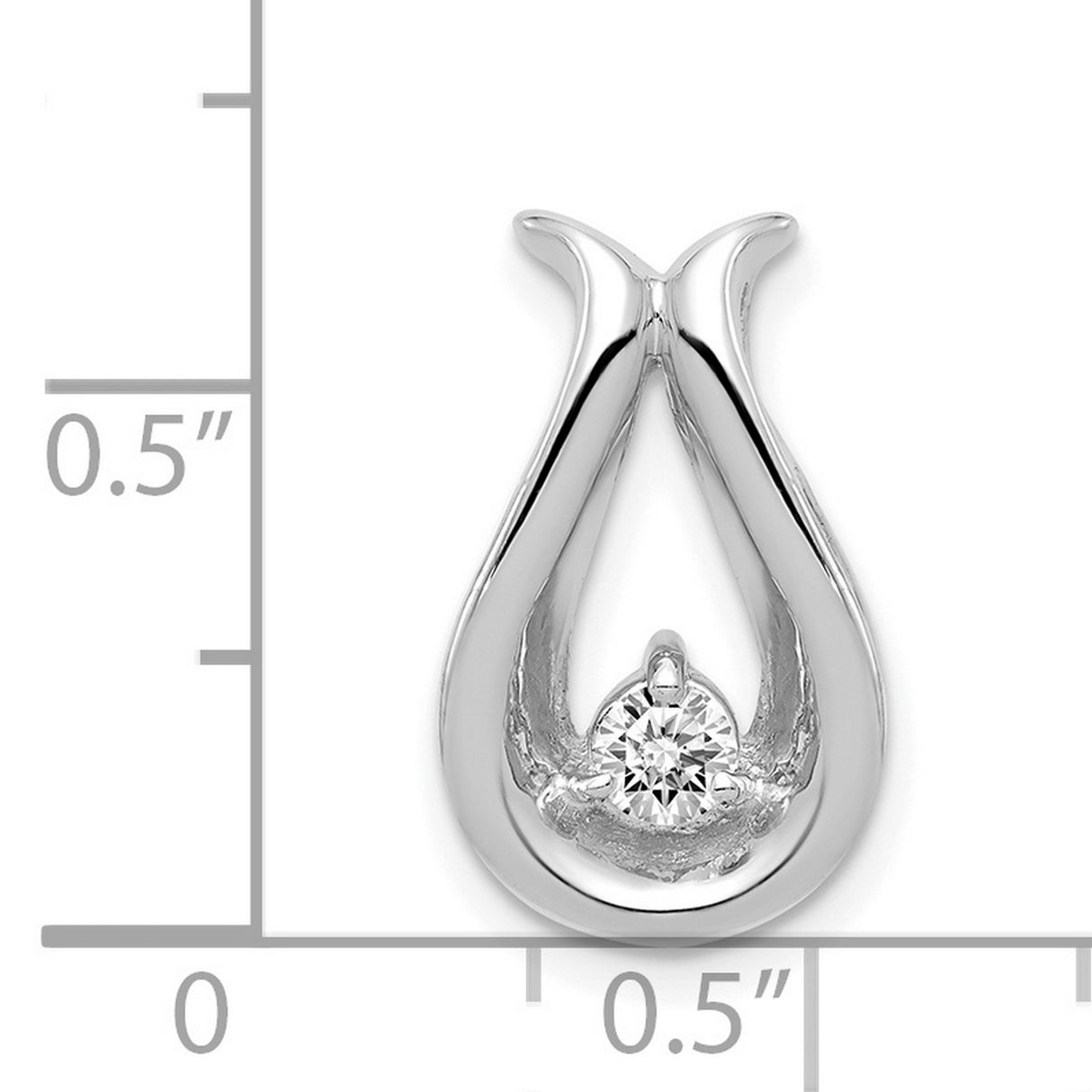3.4mm AAA Diamond Teardrop Shape Chain Slide Charm Pendant in Real 14k White Gold