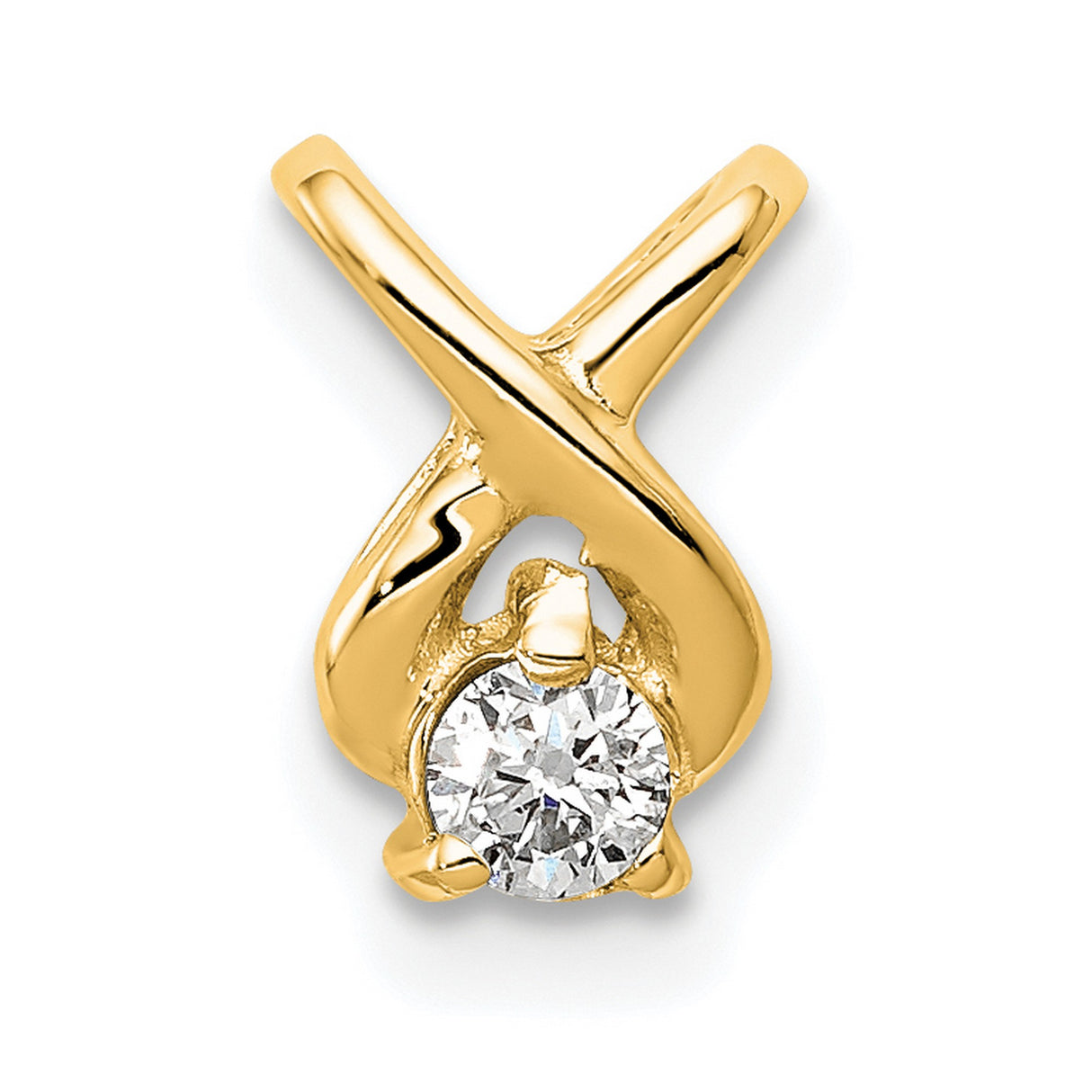 2.9mm AA Diamond Chain Slide Charm Pendant in Real 14k Yellow Gold