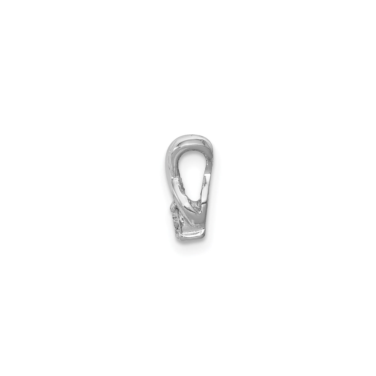14k White Gold Diamond Pendant with Round Solitaire, X-Shape Twist Design, Minimalist Style