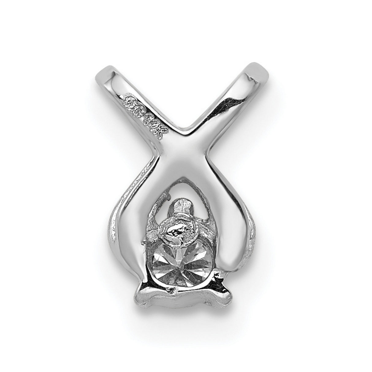 2.9mm VS Diamond Chain Slide Charm Pendant in Real 14k White Gold