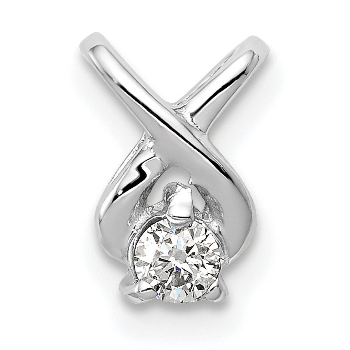 2.9mm AAA Diamond Chain Slide Charm Pendant in Real 14k White Gold