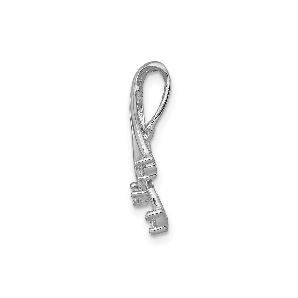 14k White Gold Pendant with Flowing Diamond Strands, Modern Abstract Design for Women