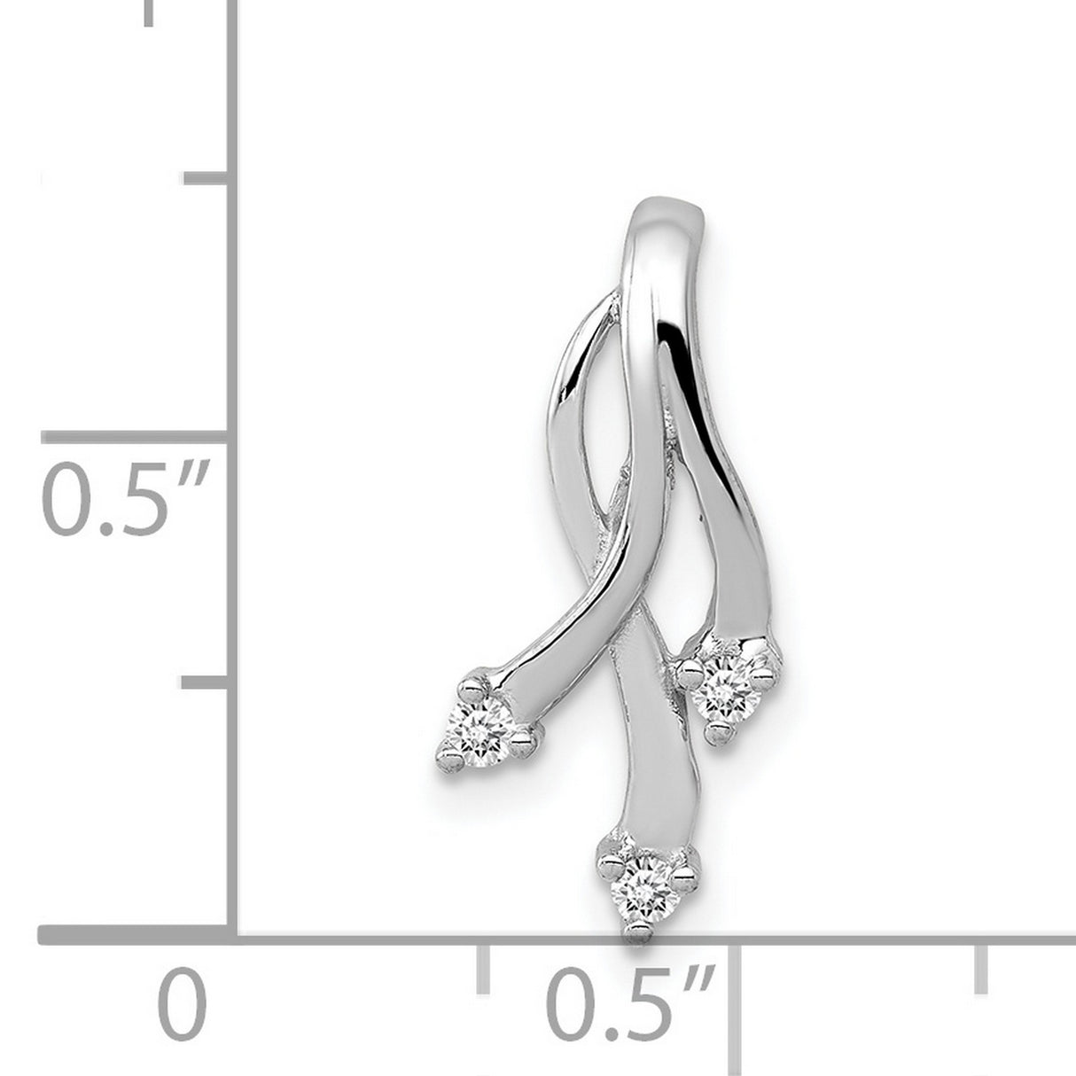 AAA Diamond 3-1.6mm Stone Twisted Chain Slide Charm Pendant in Real 14k White Gold