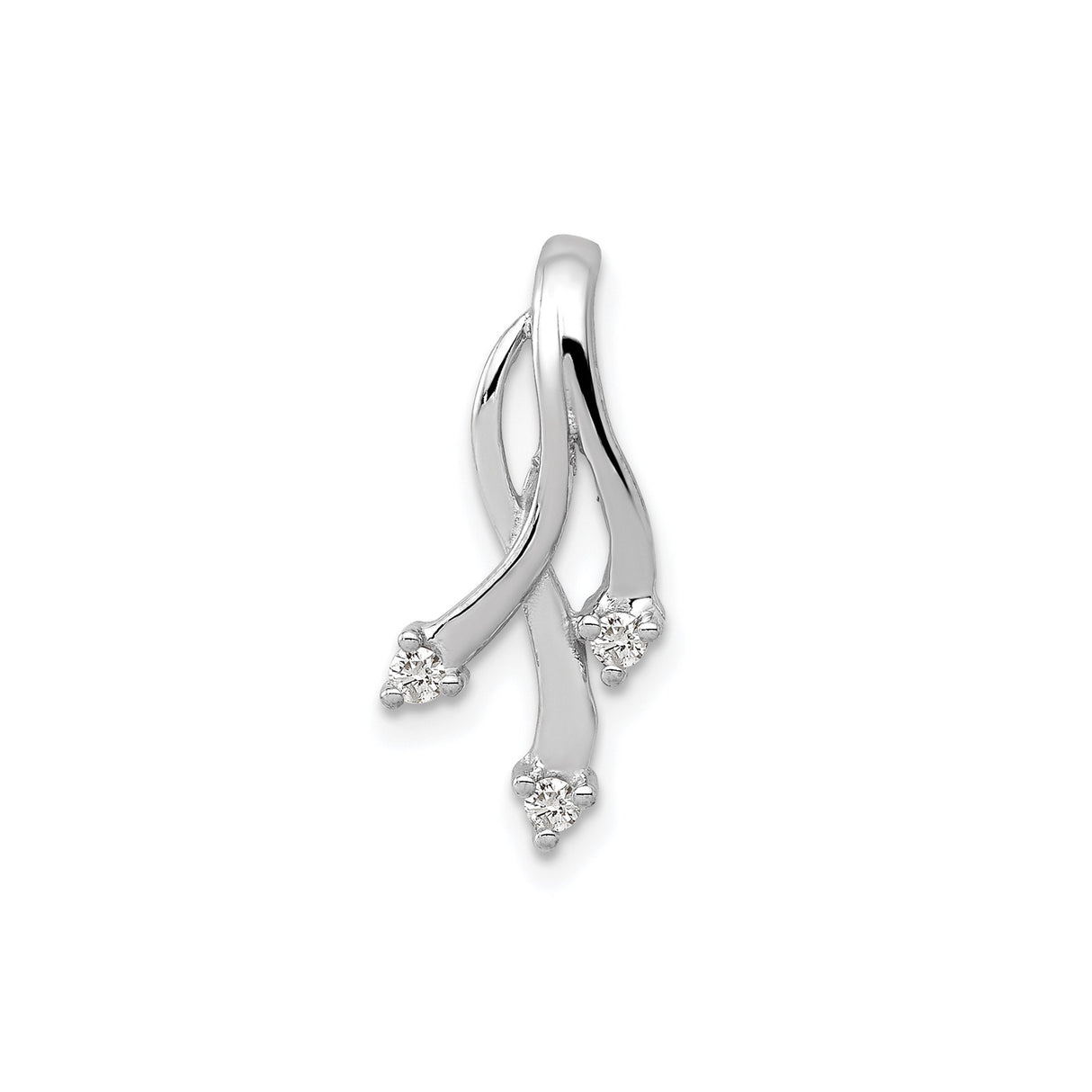 14k White Gold Pendant with Flowing Diamond Strands, Modern Abstract Design for Women