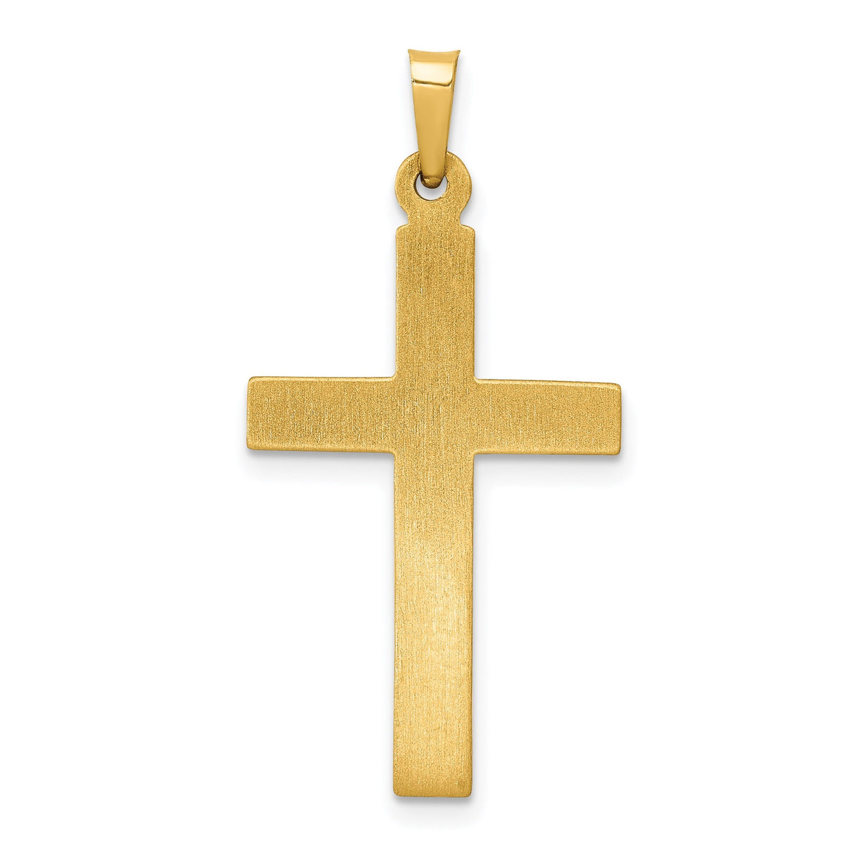 14k Yellow Gold Cross Pendant with Diamond Accent, Textured Christian Charm for Women
