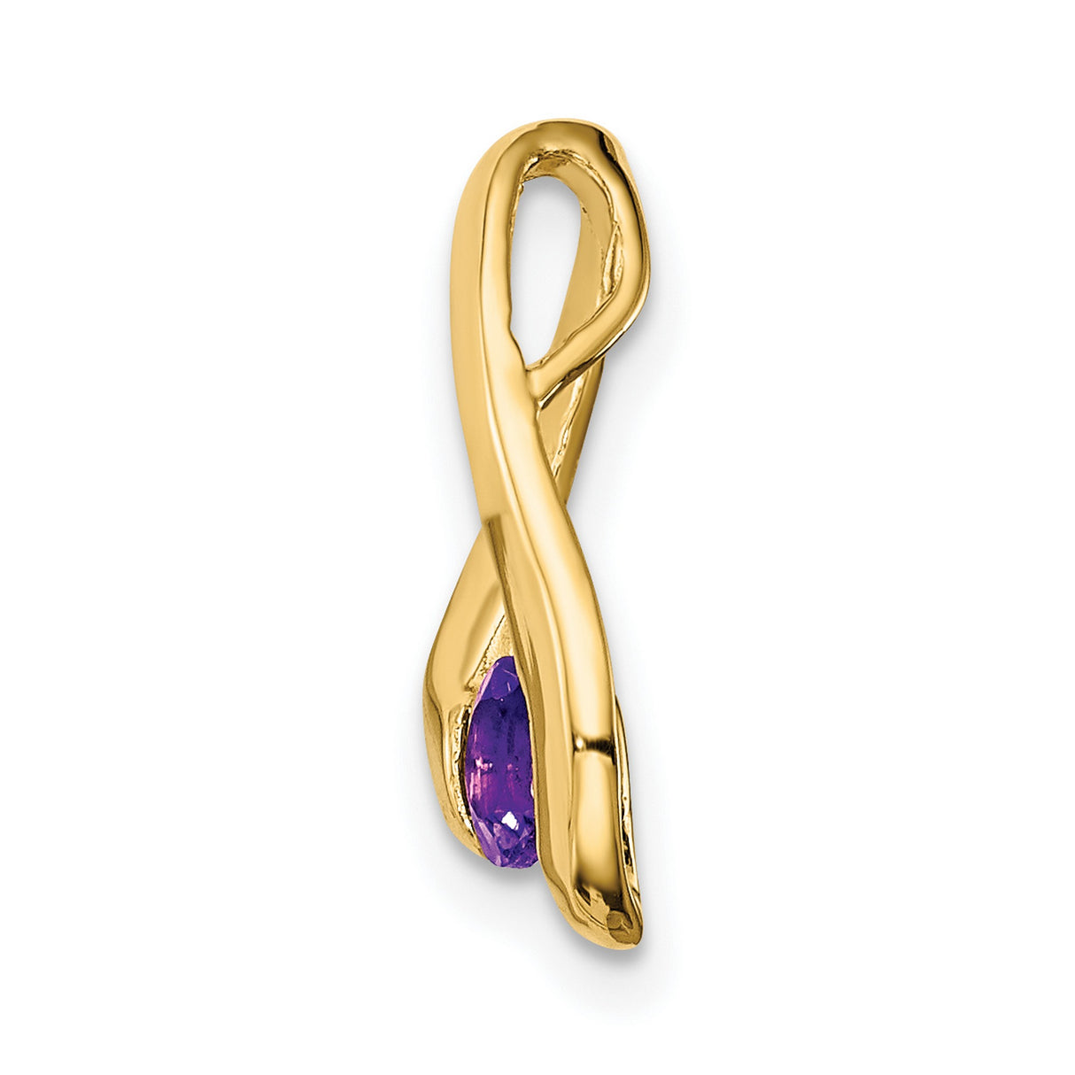 4mm Amethyst Charm Pendant in Real 14k Yellow Gold