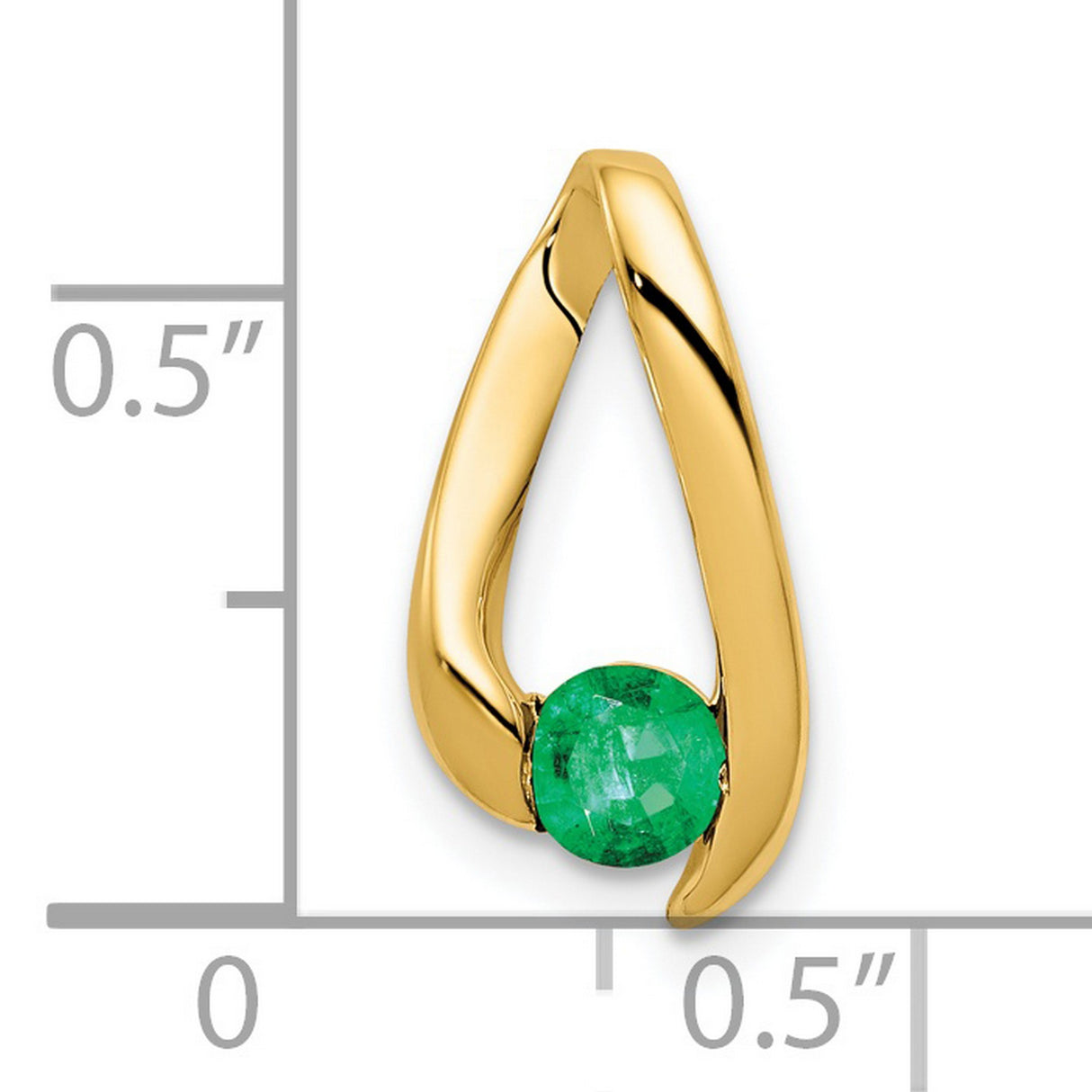 4mm Emerald Charm Pendant in Real 14k Yellow Gold