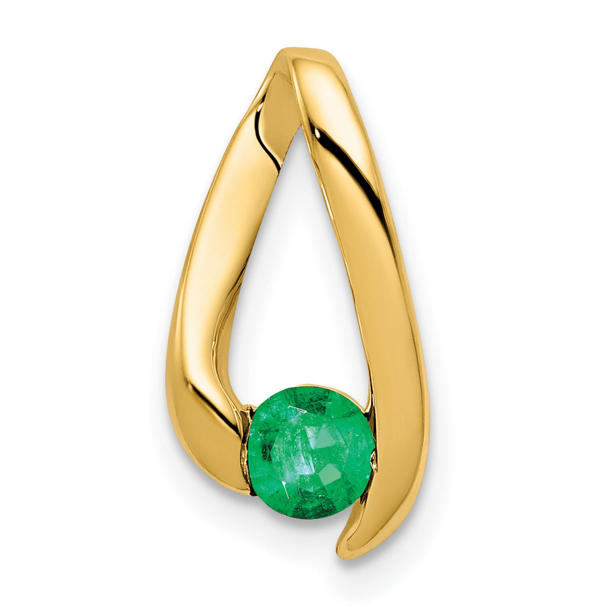 4mm Emerald Charm Pendant in Real 14k Yellow Gold
