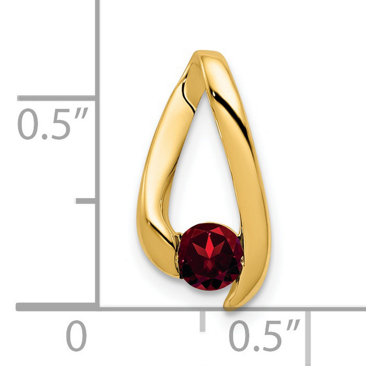 4mm Garnet Charm Pendant in Real 14k Yellow Gold