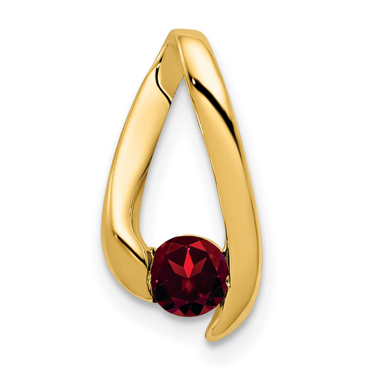 4mm Garnet Charm Pendant in Real 14k Yellow Gold
