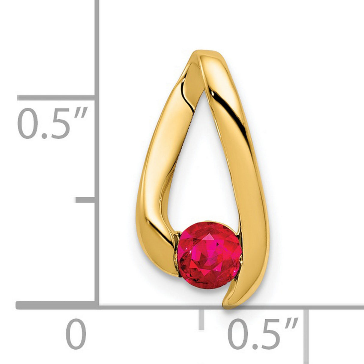 4mm Ruby Charm Pendant in Real 14k Yellow Gold