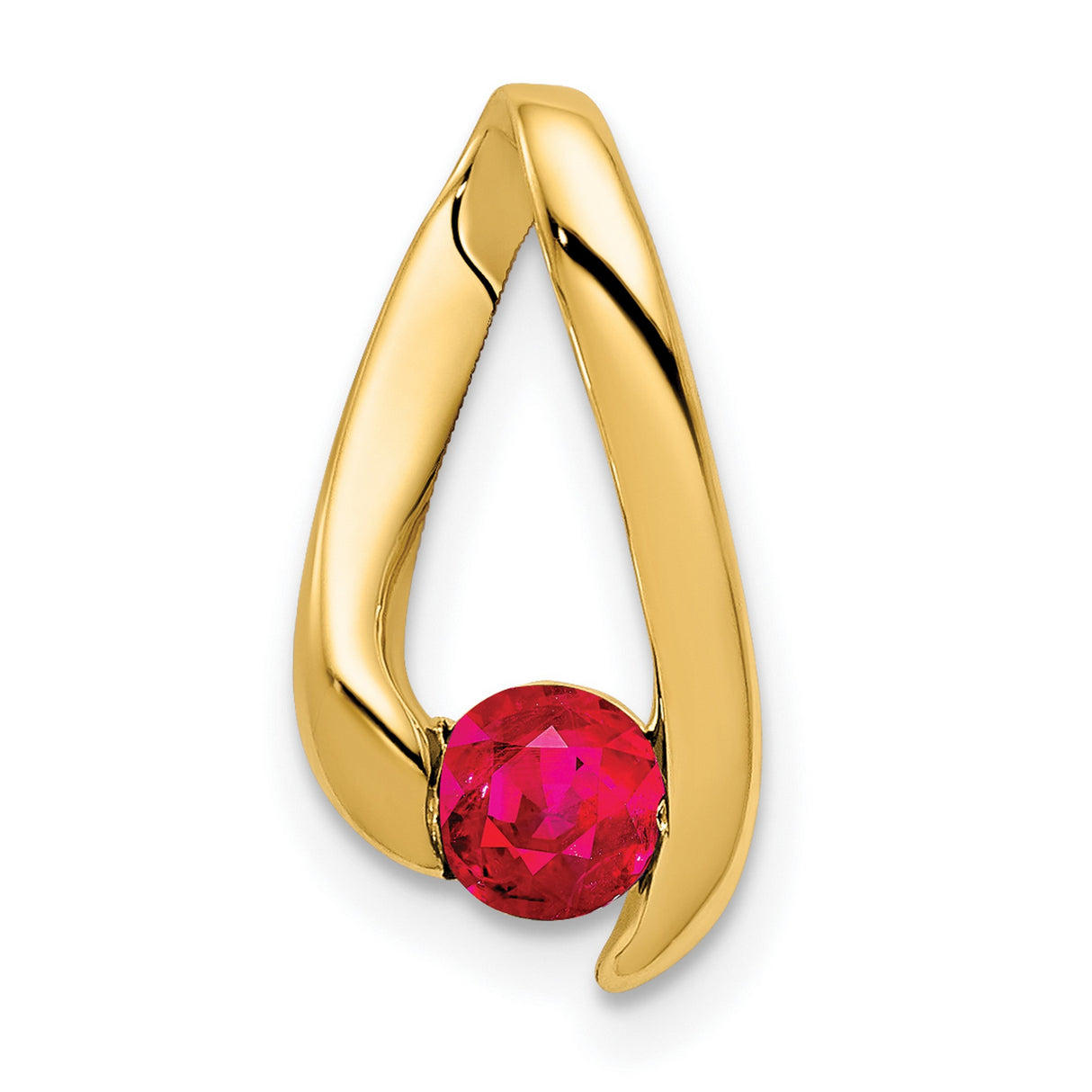 4mm Ruby Charm Pendant in Real 14k Yellow Gold