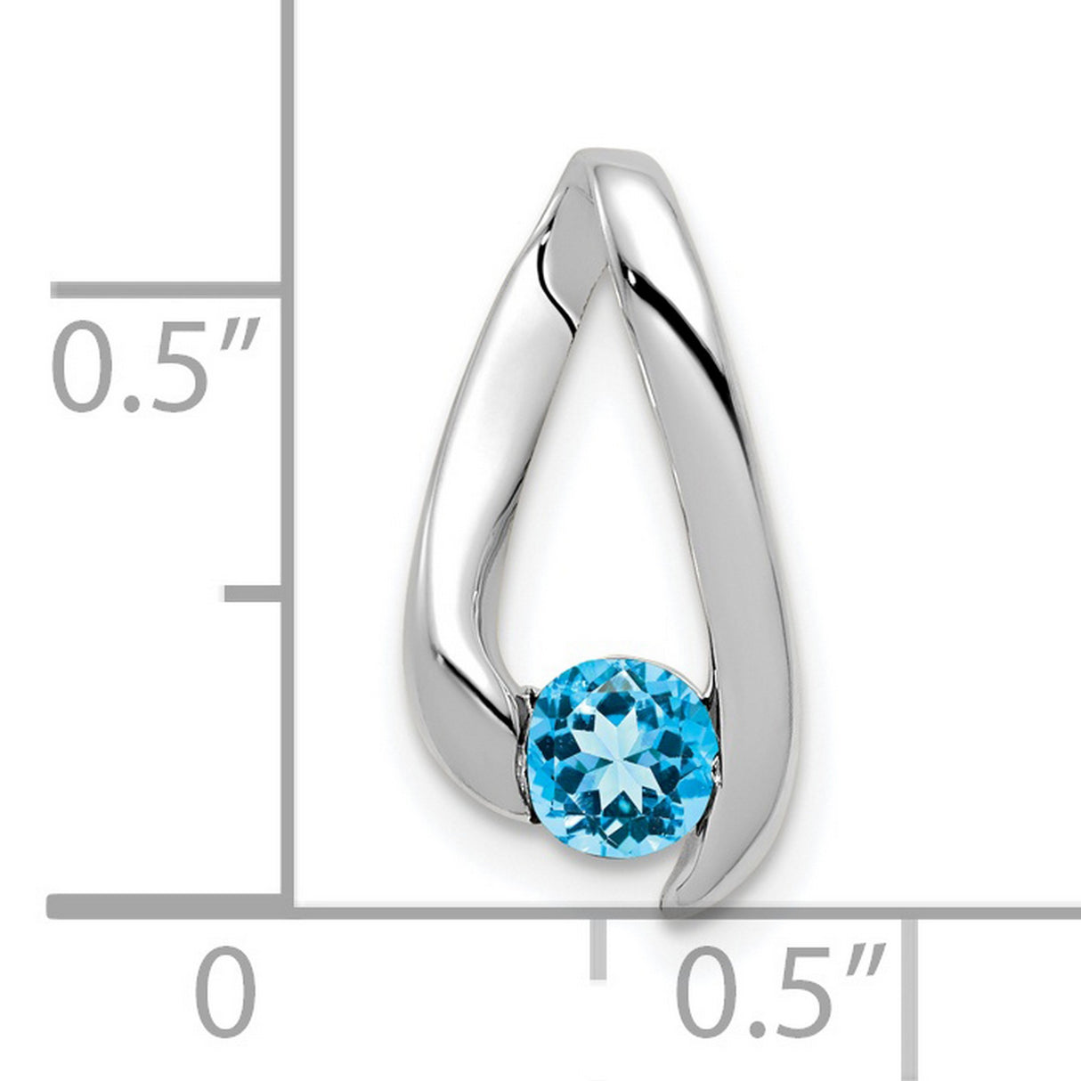 4mm Blue Topaz Charm Pendant in Real 14k White Gold