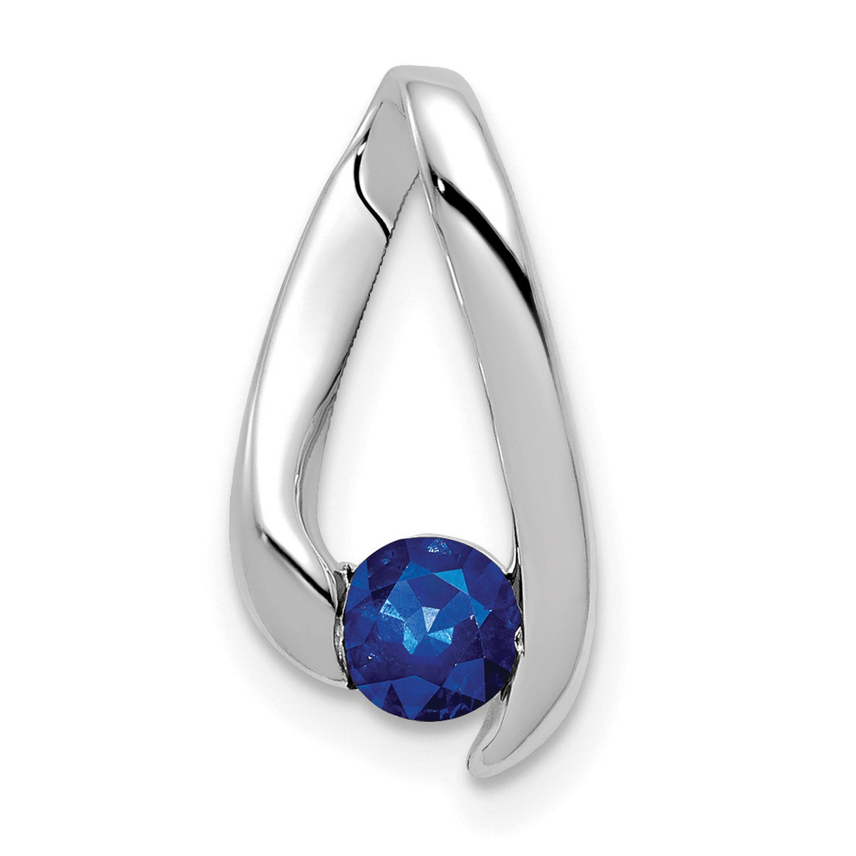 4mm Sapphire Charm Pendant in Real 14k White Gold