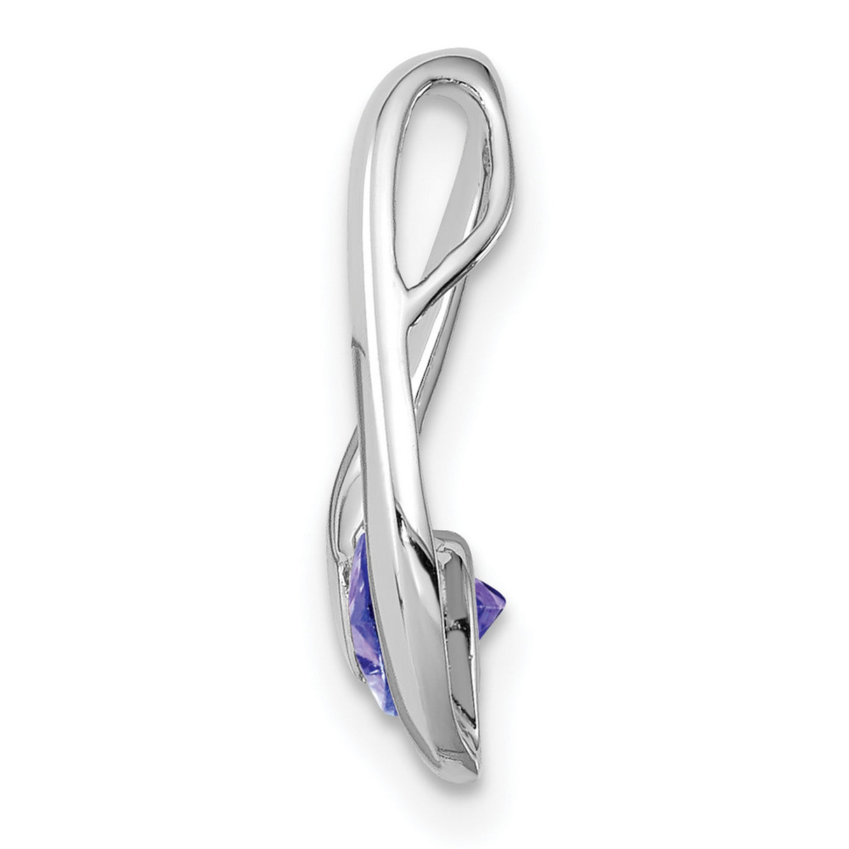 14k White Gold Pendant with Round Tanzanite, Modern Teardrop Design for Women