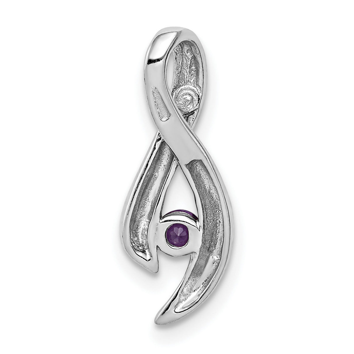 3mm Amethyst Charm Pendant in Real 14k White Gold