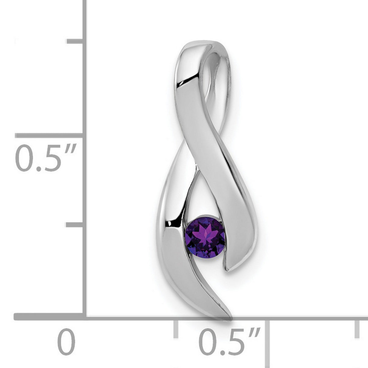 3mm Amethyst Charm Pendant in Real 14k White Gold