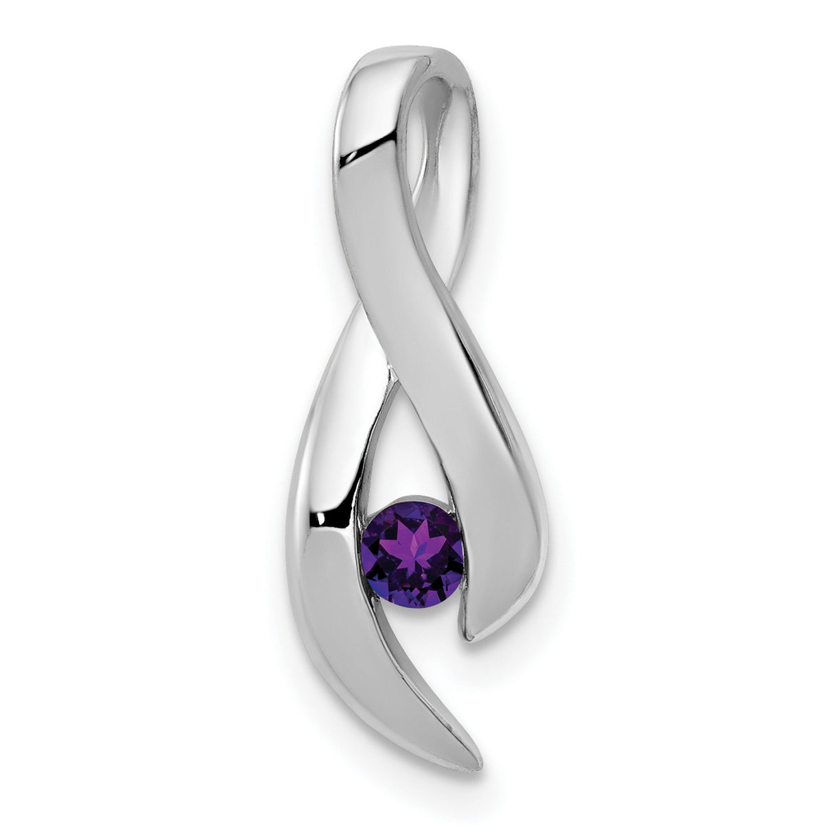 3mm Amethyst Charm Pendant in Real 14k White Gold
