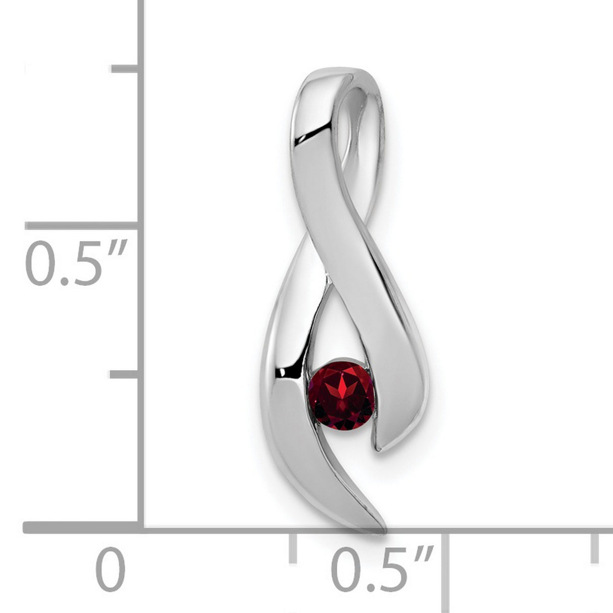 3mm Garnet Charm Pendant in Real 14k White Gold