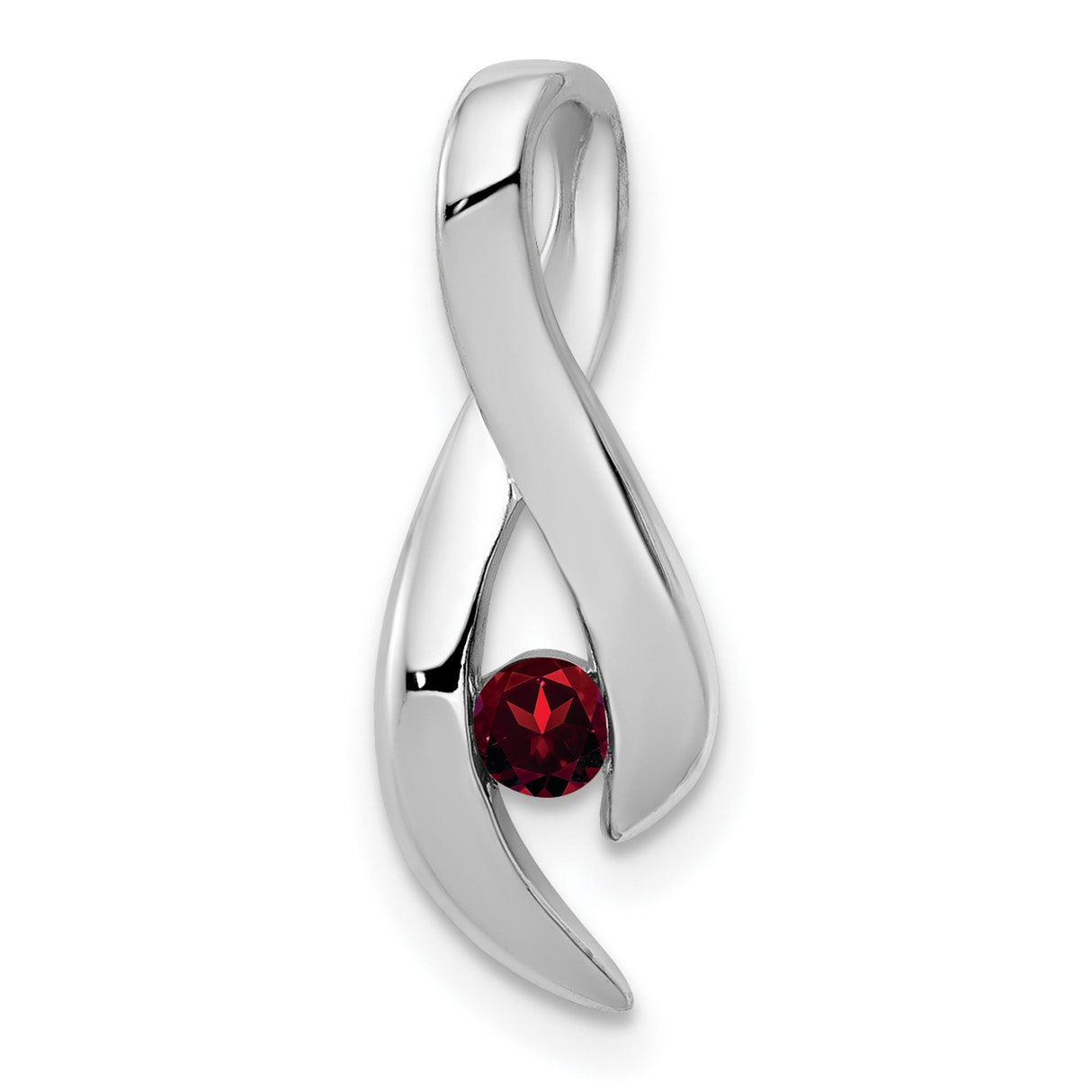 3mm Garnet Charm Pendant in Real 14k White Gold