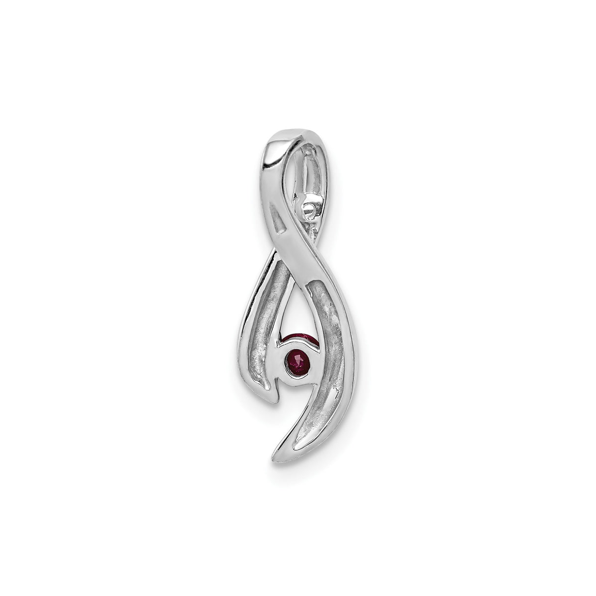 14k White Gold Infinity Pendant with Ruby Accent, Symbol of Eternal Love for Women