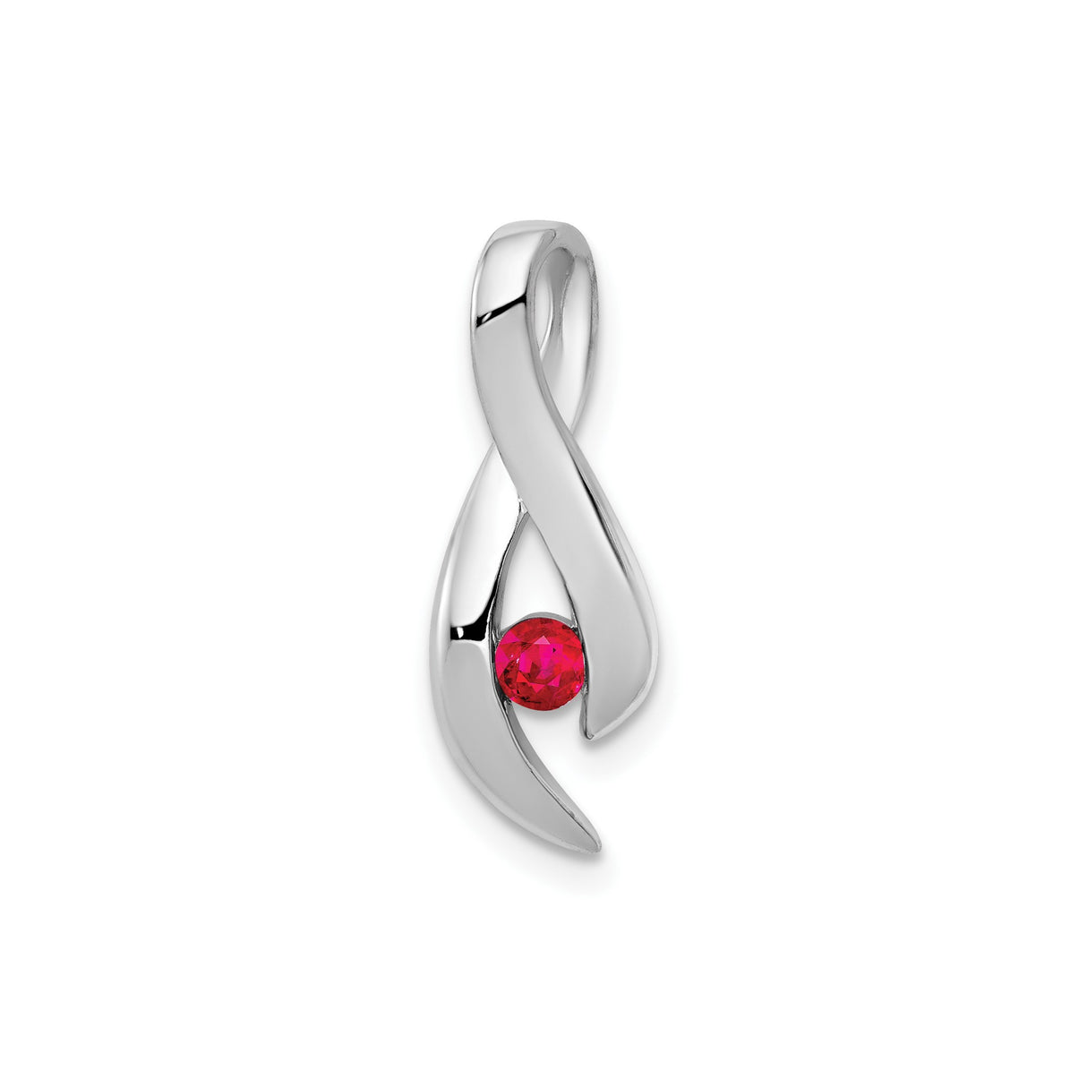 14k White Gold Infinity Pendant with Ruby Accent, Symbol of Eternal Love for Women
