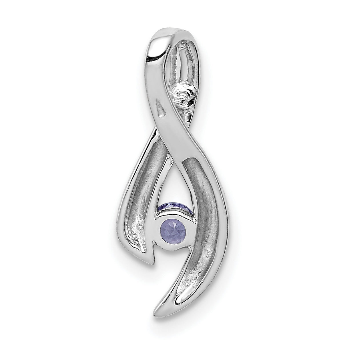 3mm Tanzanite Charm Pendant in Real 14k White Gold
