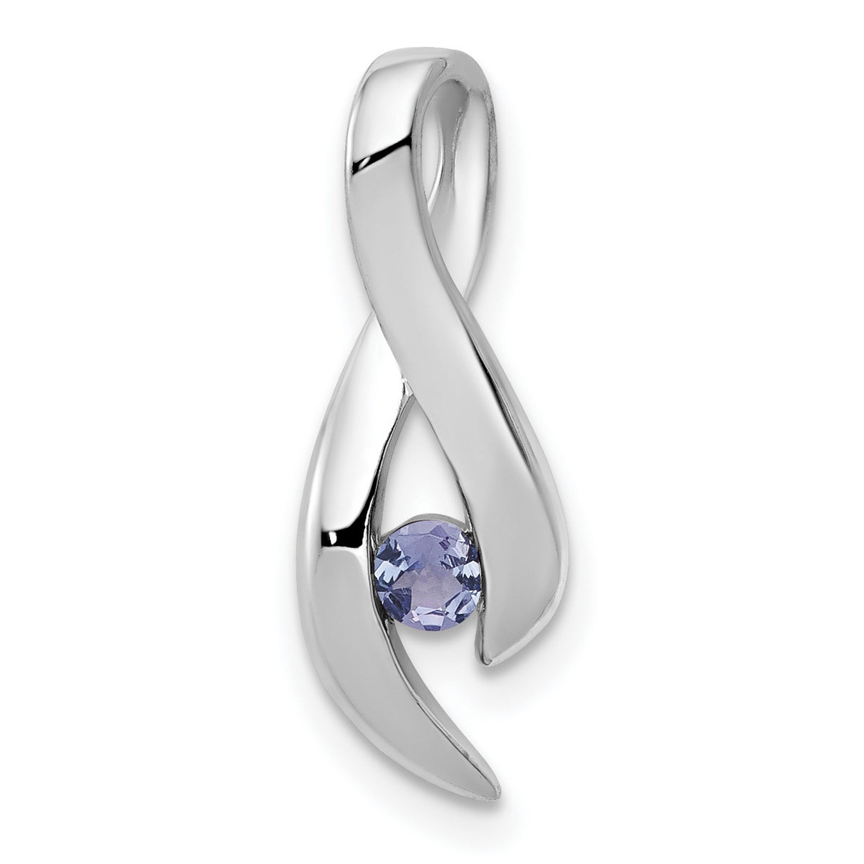 3mm Tanzanite Charm Pendant in Real 14k White Gold