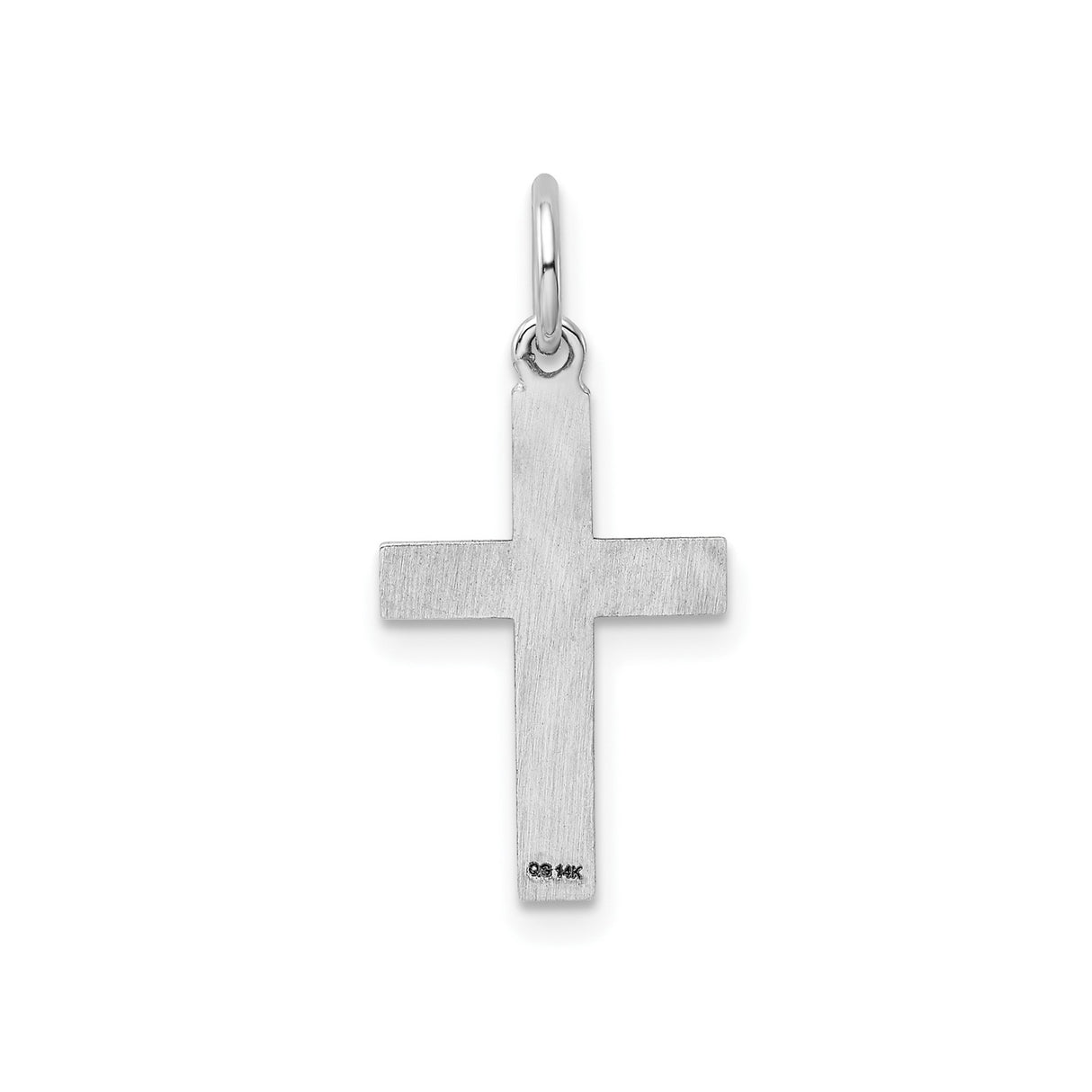 14k White Gold Cross Pendant with Square Center and Geometric Beveled Edge Design