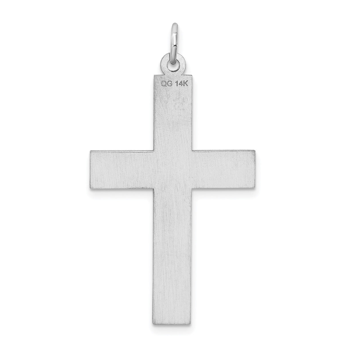 14k White Gold Block Cross Pendant, Modern Minimalist Christian Design for Men or Unisex Wear