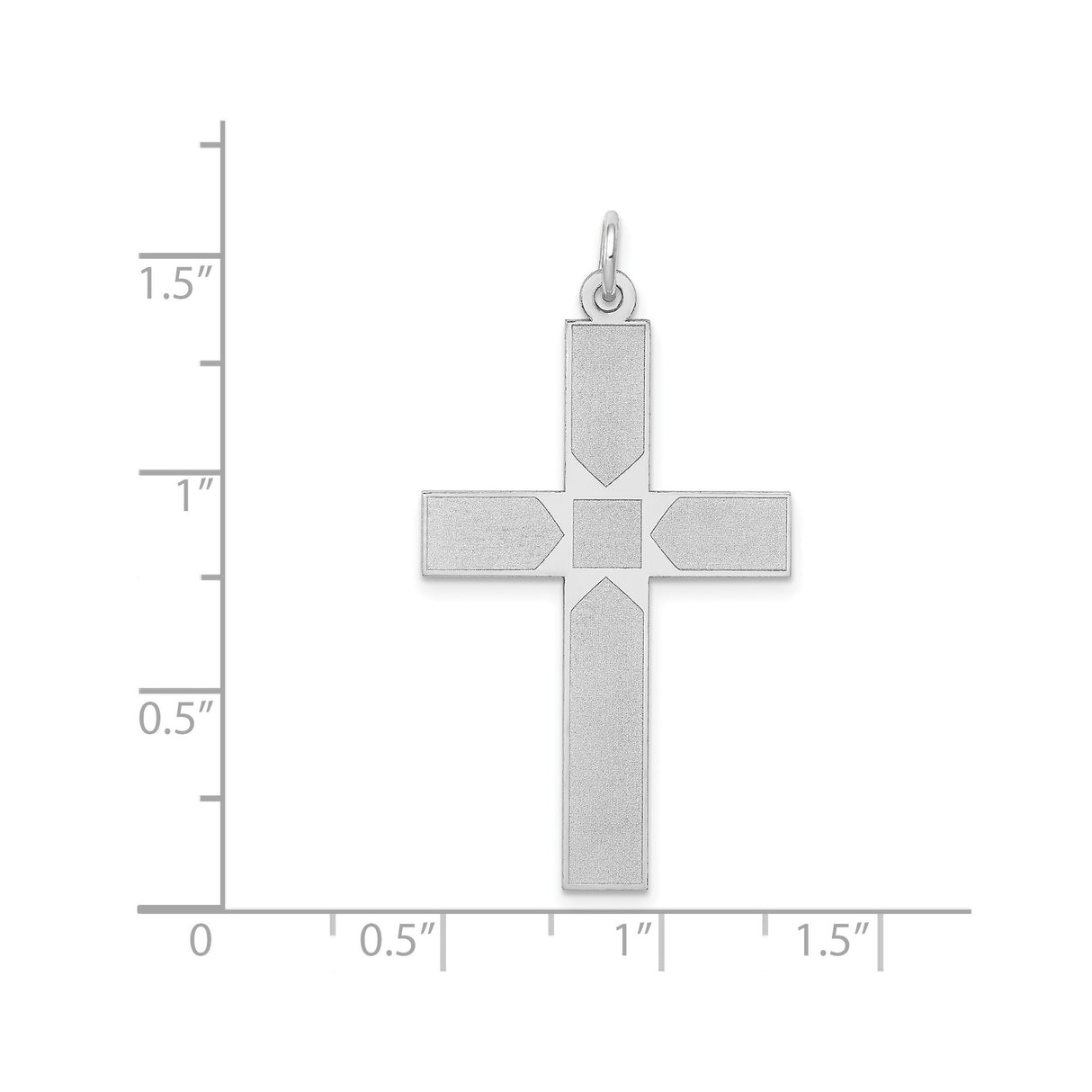 14k White Gold Block Cross Pendant, Modern Minimalist Christian Design for Men or Unisex Wear