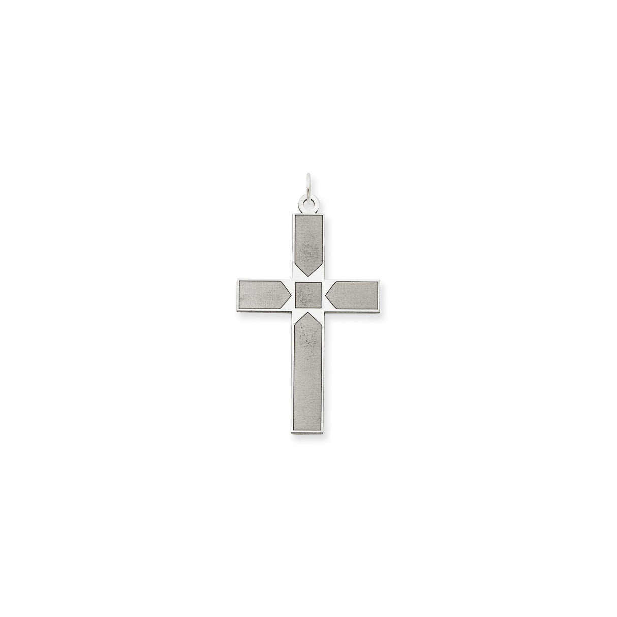 14k White Gold Block Cross Pendant, Modern Minimalist Christian Design for Men or Unisex Wear