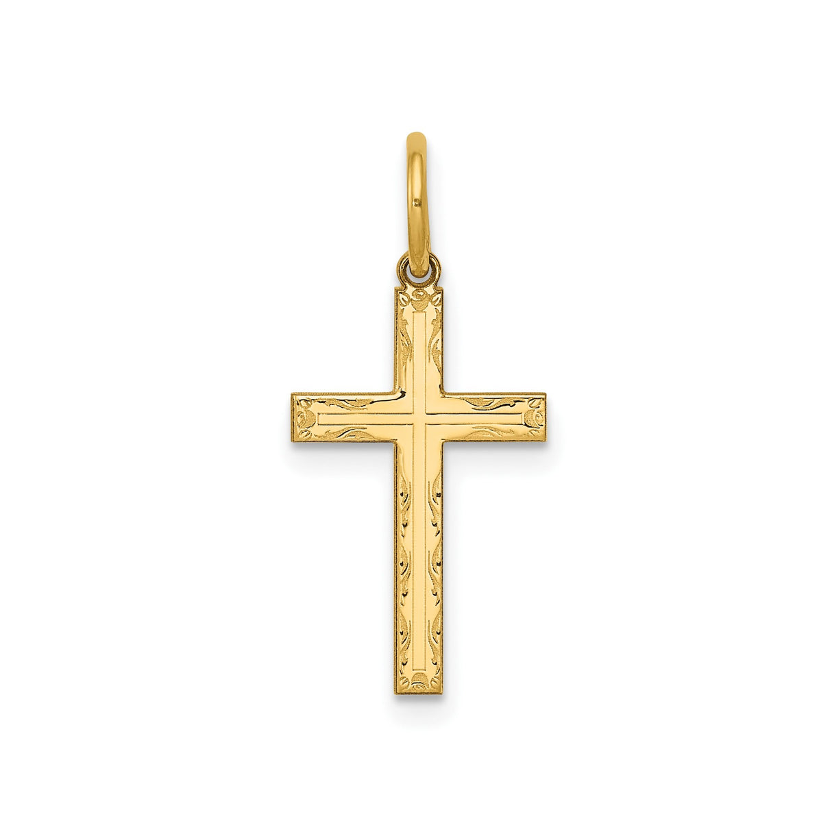 14k Yellow Gold Cross Pendant, Christian Latin Catholic Design for Men and Women