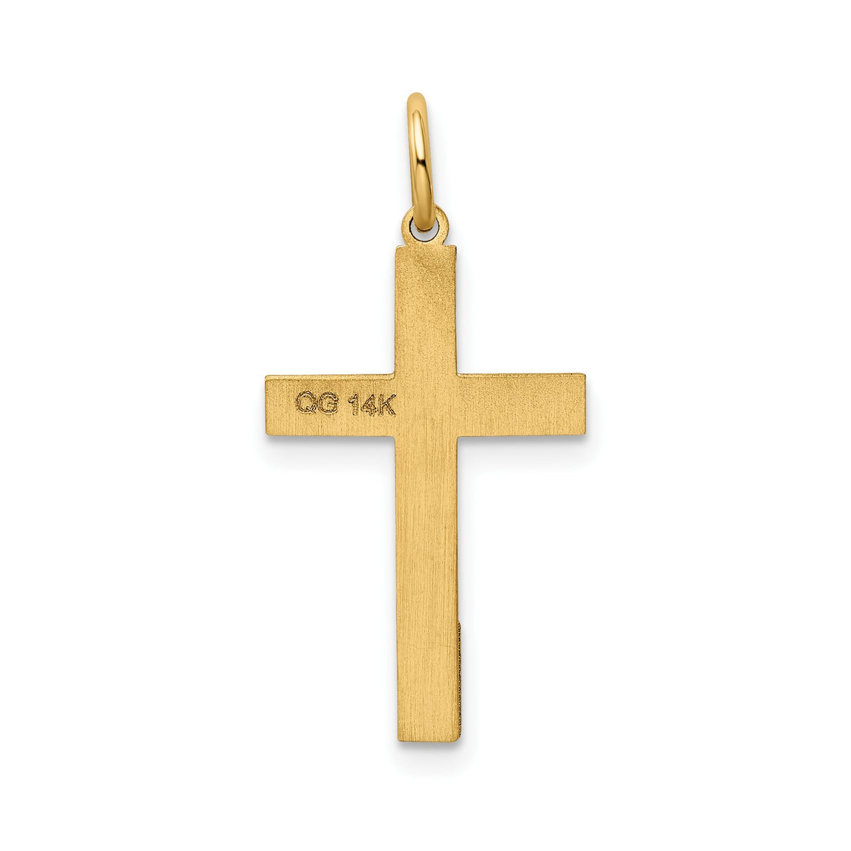 14k Yellow Gold Cross Pendant with Floral Detail, Christian Symbol for Women or Unisex