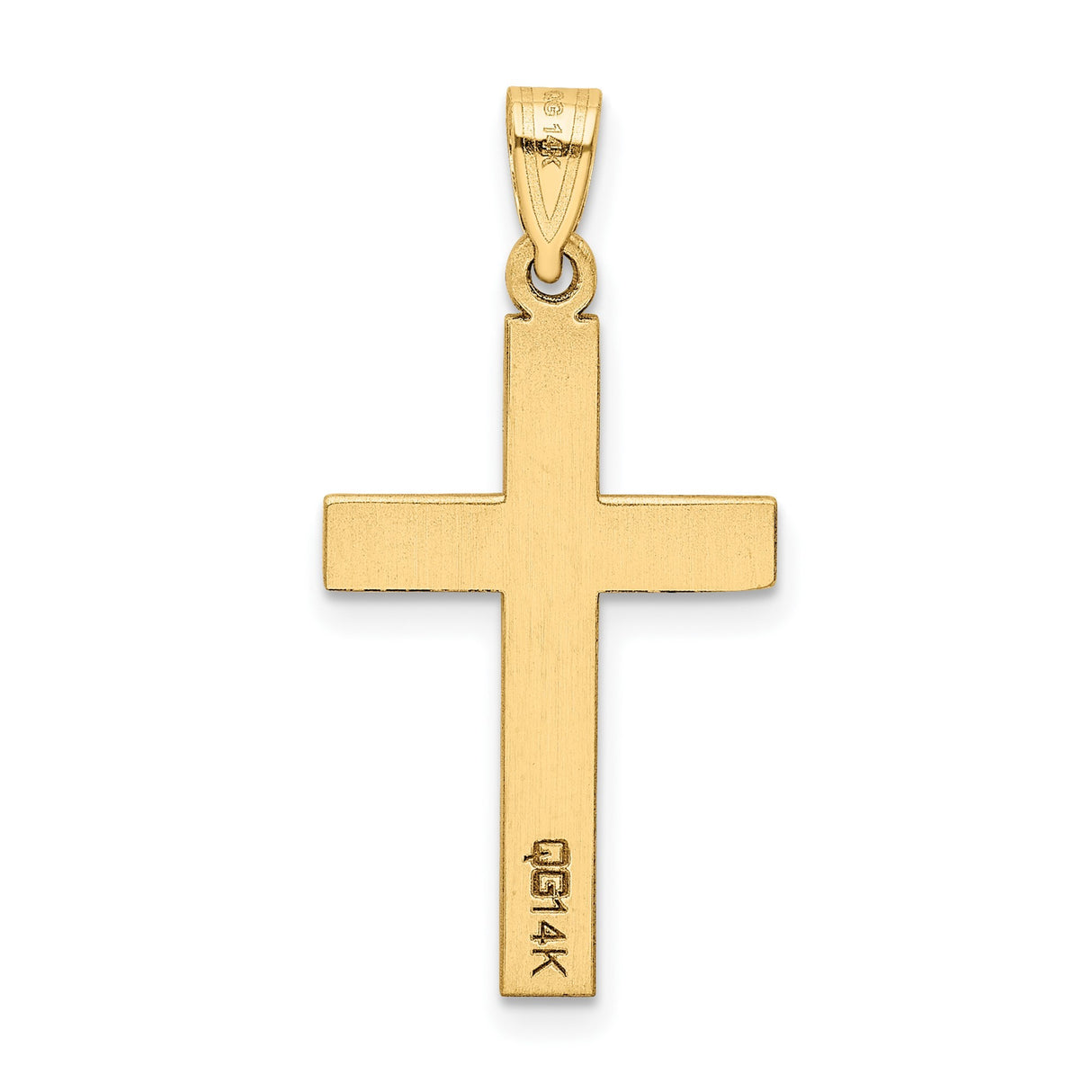 14k Yellow Gold Latin Cross Pendant with Textured Satin Finish, Unisex Religious Charm