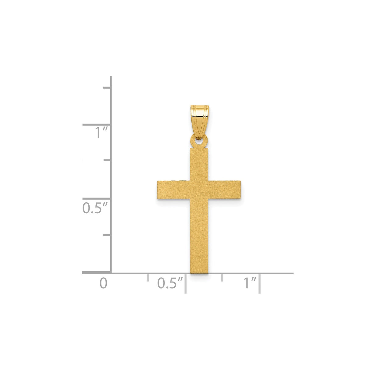 14k Yellow Gold Latin Cross Pendant with Textured Satin Finish, Unisex Religious Charm
