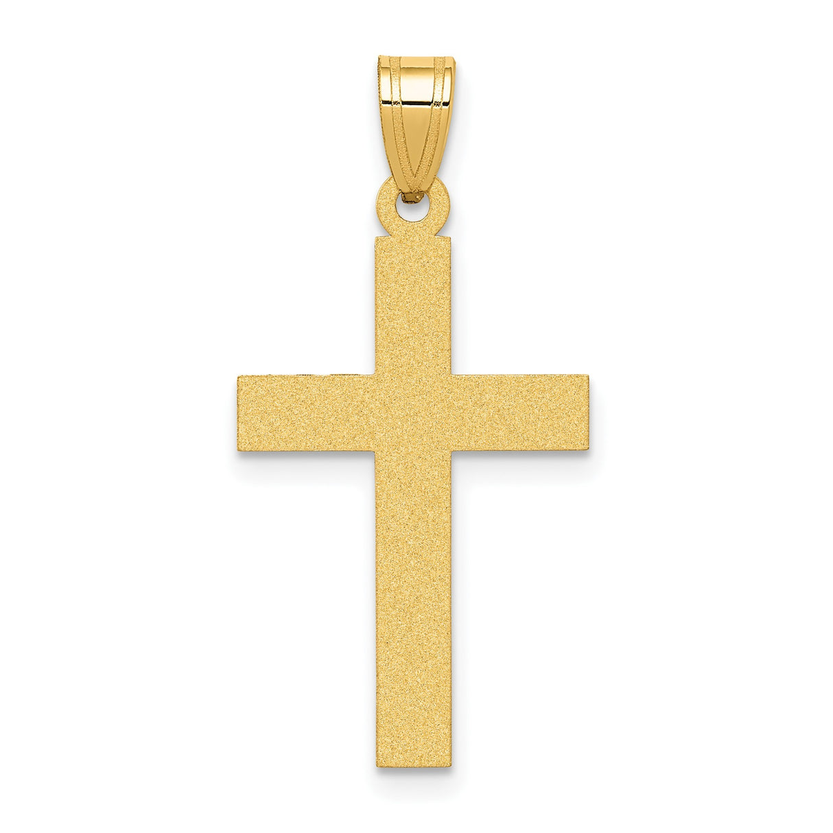 14k Yellow Gold Latin Cross Pendant with Textured Satin Finish, Unisex Religious Charm