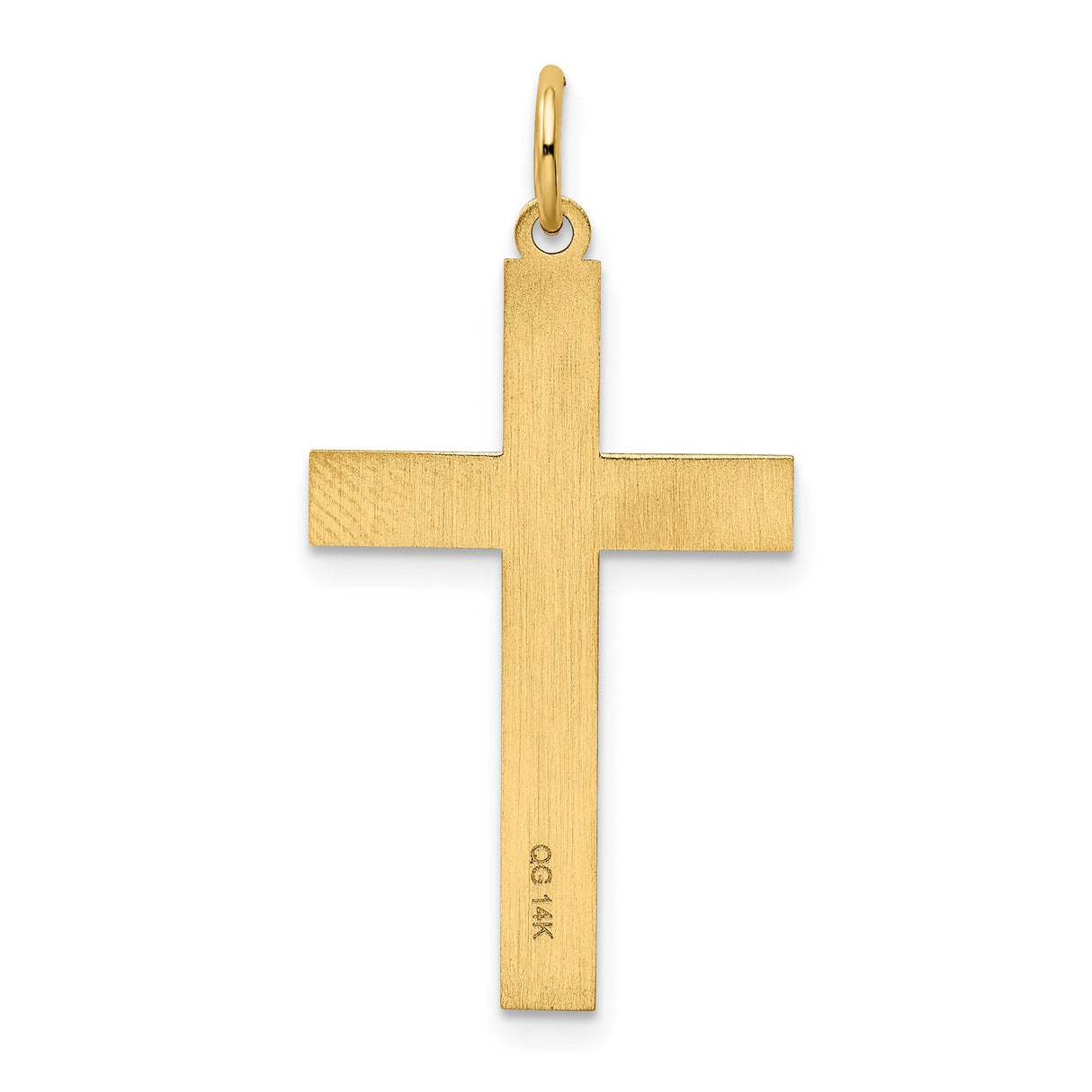 14k Yellow Gold Cross Pendant with Scroll Engraving, Christian Religious Jewelry for Women or Unisex Wear
