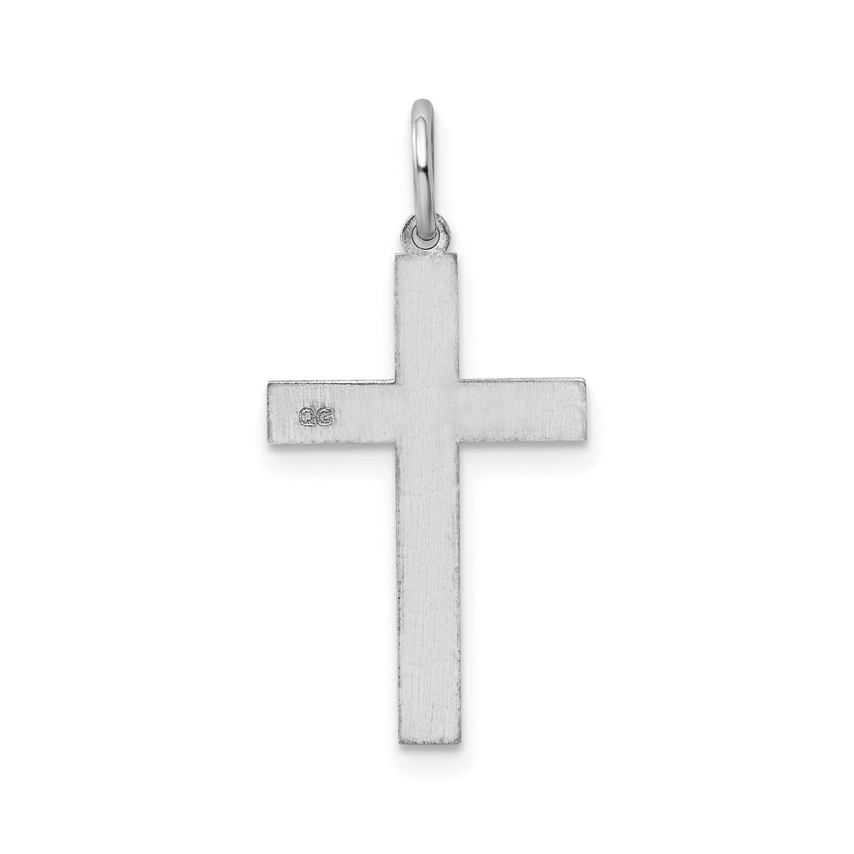 14k White Gold Cross Pendant with Floral Engraving, Christian Religious Jewelry for Women